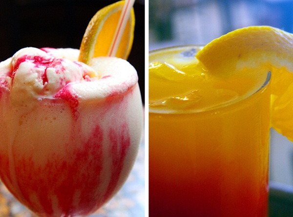 Dois drinques chamam a atenção quando chegam à mesa: o que leva o nome da casa, feito com vodca, sorvete de creme, groselha, leite condensado e laranja (R$ 15,50) e o tequila sunrise, que leva tequila, suco de laranja e groselha (R$ 15,00). Barthodomeu. R<br>