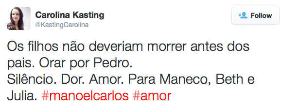 Famosos lamentam morte do filho de Manoel Carlos