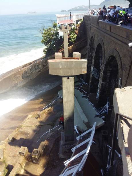 Parte da ciclovia que desabou: em frente ao Castelinho