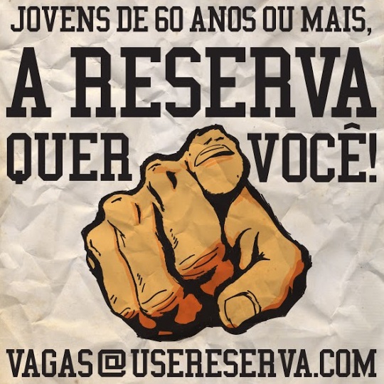 Cartaz da Reserva: marca recruta vendedores acima de 60 anos para o Natal