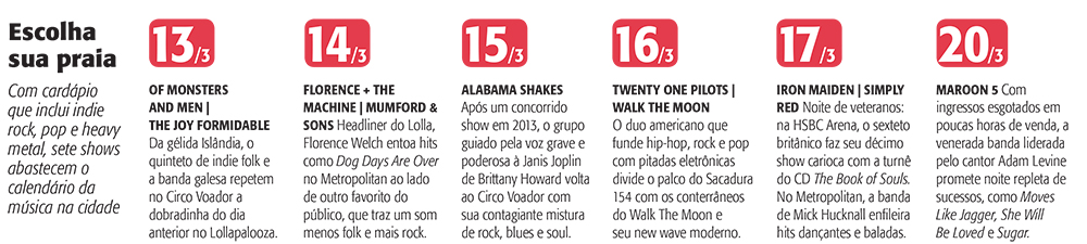 Dez atrações internacionais se apresentam no Rio esta semana