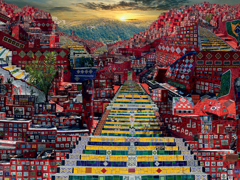 Mostra apresenta o Rio em técnica similar aos mosaicos