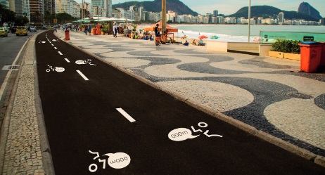 Ciclovia da Praia de Copacabana ganha nova sinalização