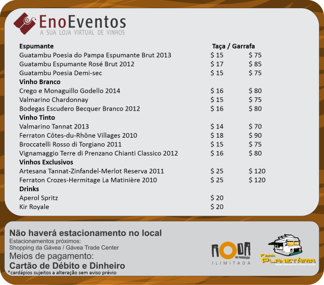 Cardápios enoeventos julho Cardápios enoeventos julho