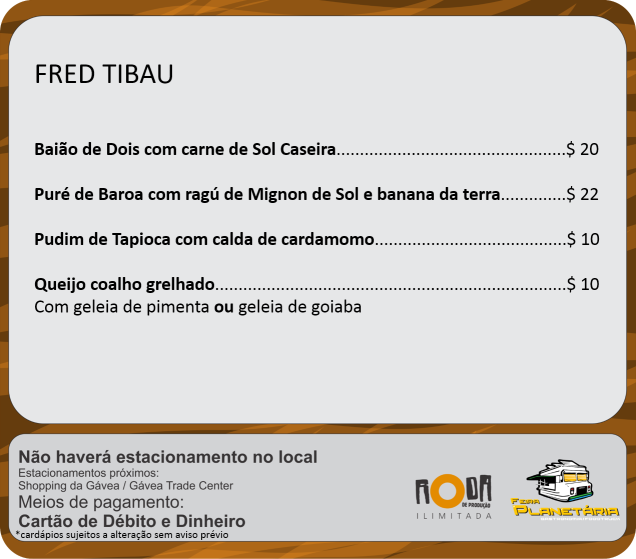 Cardápios fred tibau julho Cardápios fred tibau julho