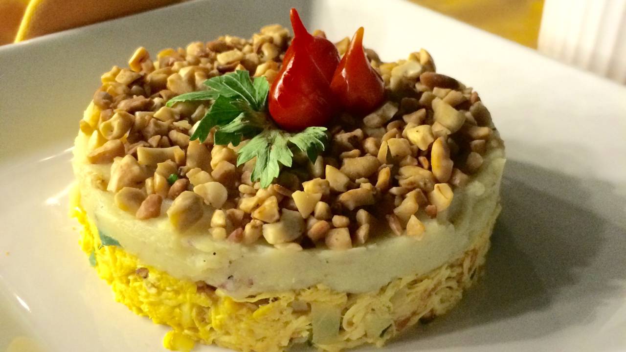 Escondidinho de frango com batata doce