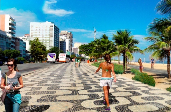 O projeto Orla tanquila do arquiteto Felipe Lacerda que recupera o tamanho antigo do calçadão de Ipanema, com a mudança do local da ciclovia.<br>