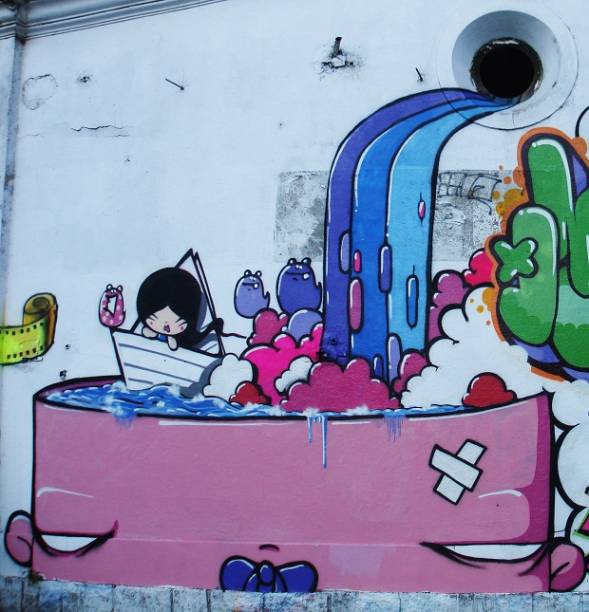 Ilustração de Toz em um muro do Jardim Botânico.<br> Ilustração de Toz em um muro do Jardim Botânico.<br>