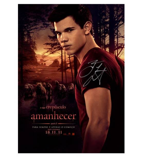 Quem comprar um ingresso para a pré-estreia de Amanhecer na rede de cinemas UCI leva este pôster do filme autografado pelo galã Taylor Lautner<br> Quem comprar um ingresso para a pré-estreia de Amanhecer na rede de cinemas UCI leva este pôster do filme autografado pelo galã Taylor Lautner<br>
