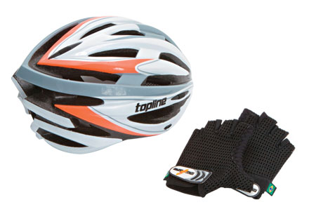 Capacete, R$ 149,99, e luva, R$ 39,99. Físico&Forma, Shopping Rio Sul, 2275-7758.<br>