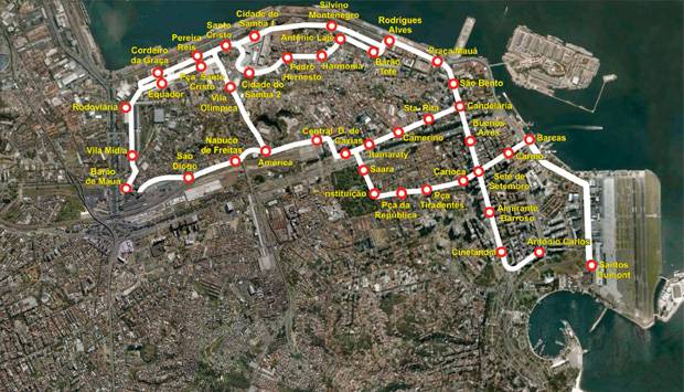seis v&atilde;o percorrer 26 quil&ocirc;metros da regi&atilde;o central da cidade, que vai ganhar 41 esta&ccedil;&otilde;es. As paradas ter&atilde;o, em m&eacute;dia, 400 metros de dist&acirc;ncia<br>