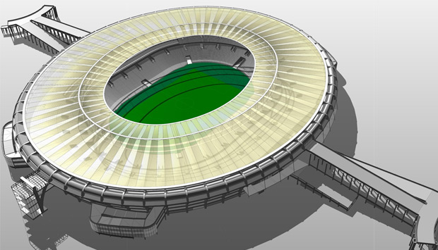 Estrutura do Maracanã totalmente remodelada após as obras<br>