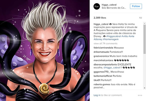 Ilustrador transforma famosas como Deborah Secco, Giovanna Ewbank e Cleo Pires em vilãs da Disney
