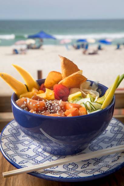 Hula Hula: o poke havaiano de atum e salmão (R$ 29,00) é a sugestão para o prato principal Hula Hula: o poke havaiano de atum e salmão (R$ 29,00) é a sugestão para o prato principal