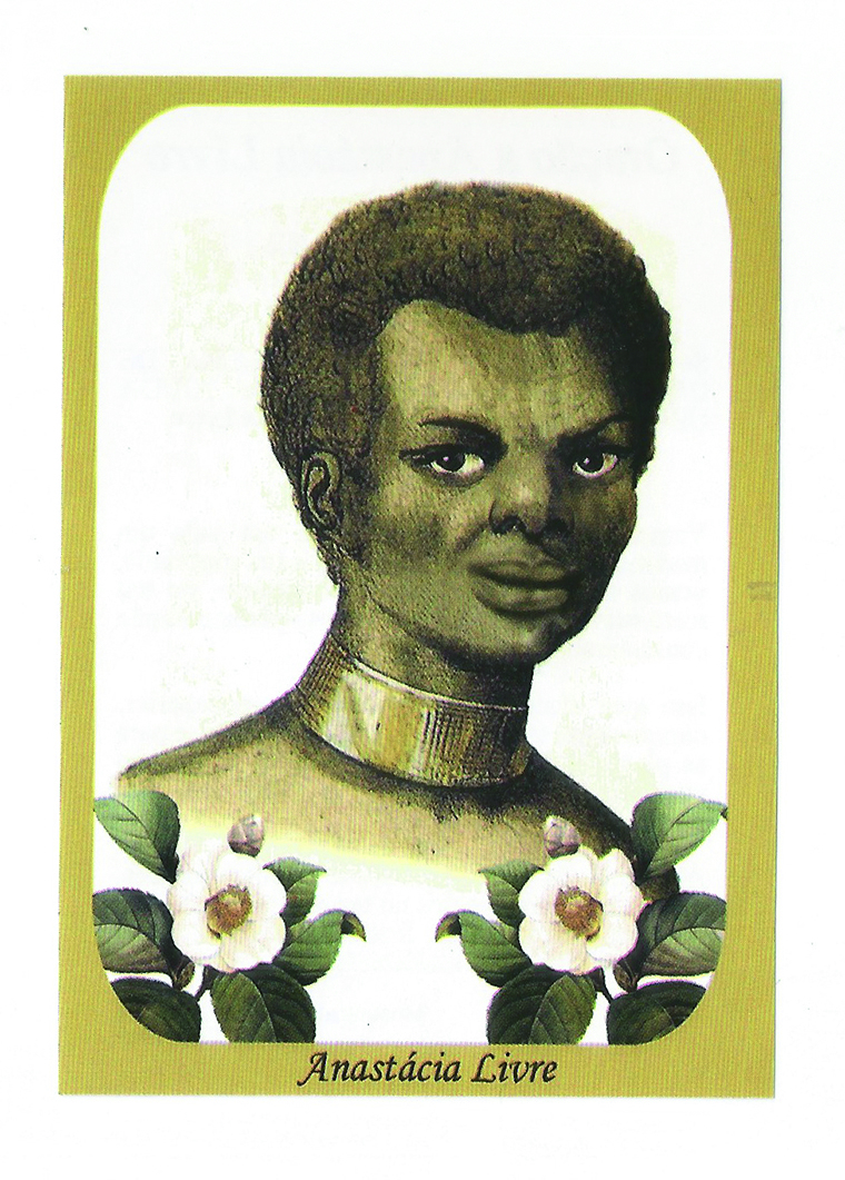 A imagem da mulher negra com grilhão no pescoço e mordaça está diferente