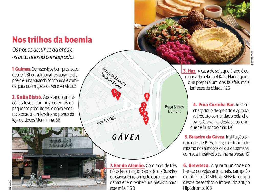 ARTE – Materia – BG Infográfico mostrando os principais endereços de comida e bebida do Baixo Gávea