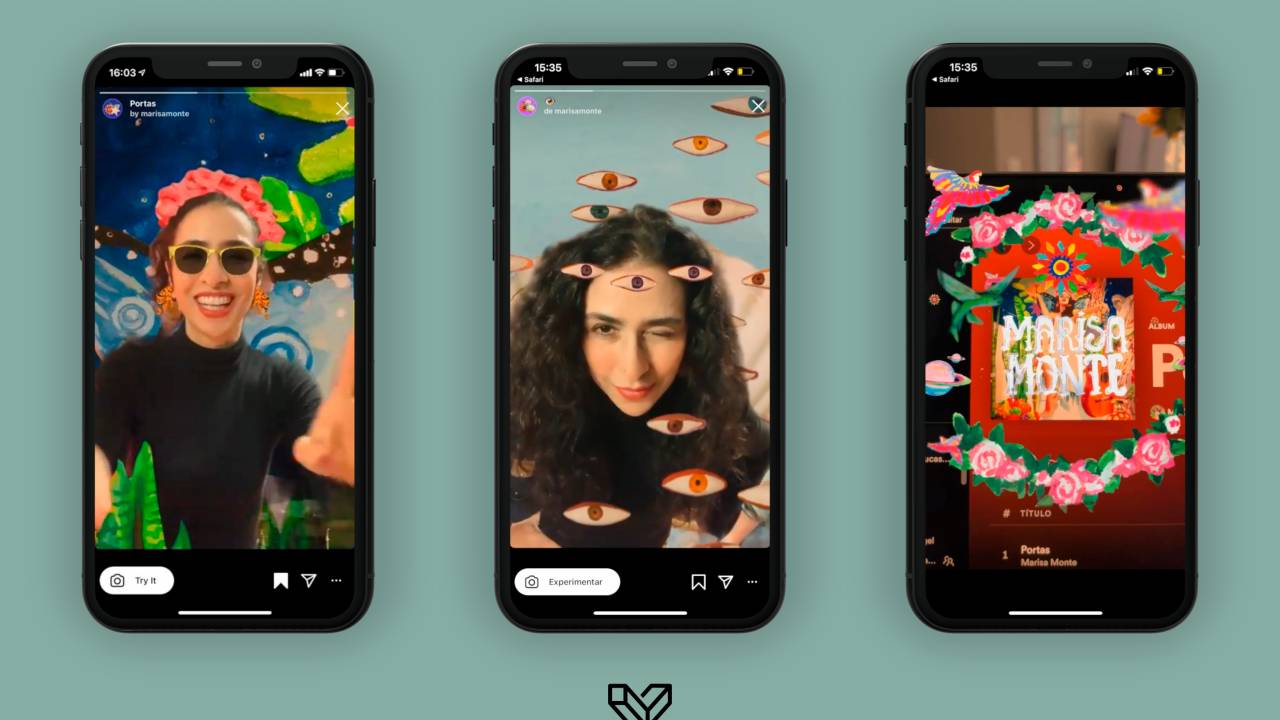 Tela com os filtros de Instagram de Marisa Monte