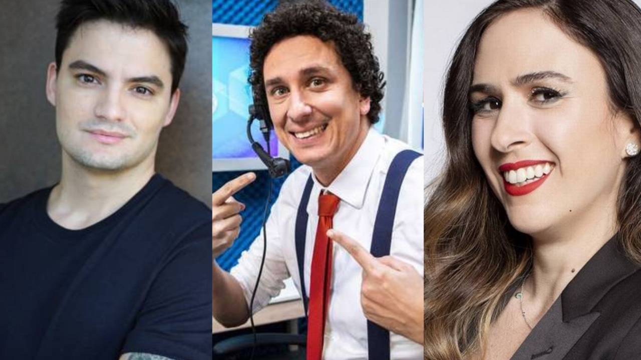 Foto mostra Felipe Neto, Rafael Portugal e Tatá Werneck, da esquerda para a direita