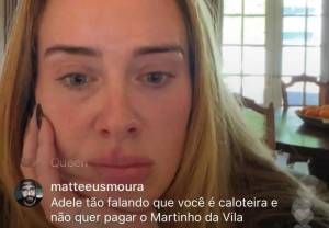 Print de tela de live da cantora Adele no Instagram