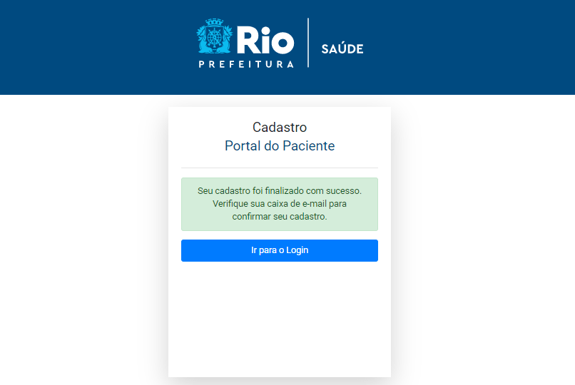 Página mostra mensagem de confirmação do login no e-mail