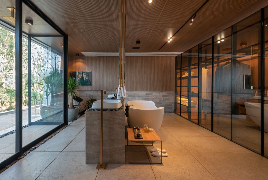 Banheiro da Suíte das Pedras, por João Daniel Arquitetura. Banheiro da Suíte das Pedras, por João Daniel Arquitetura.