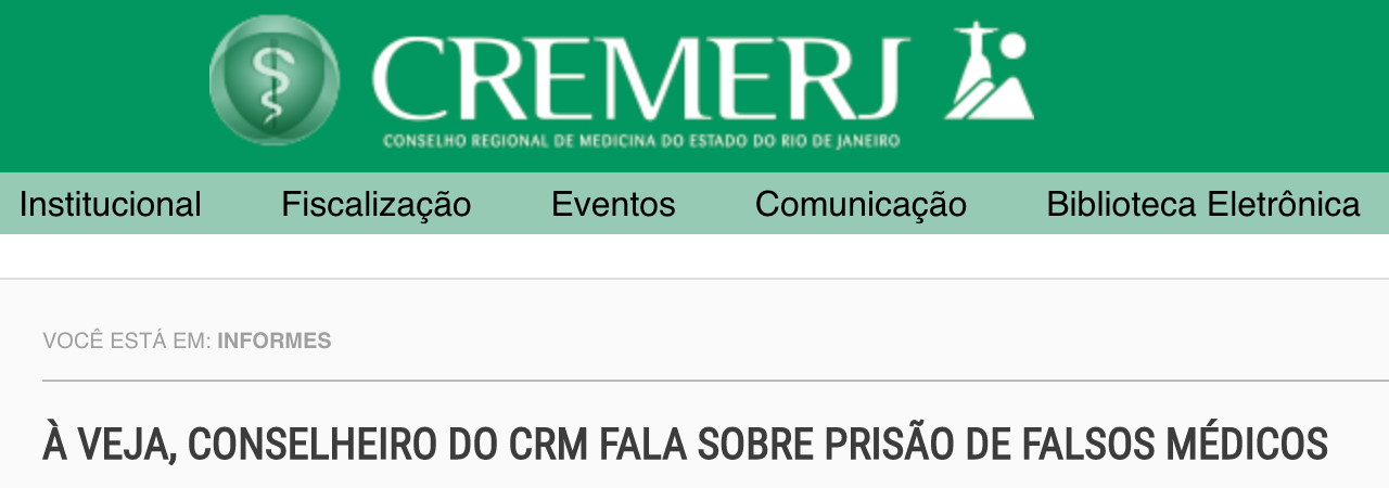 Falsos médicos: Código Penal prevê pena de detenção de seis meses a dois anos para quem pratica ilegalmente a medicina. assim como a odontologia e a farmácia.