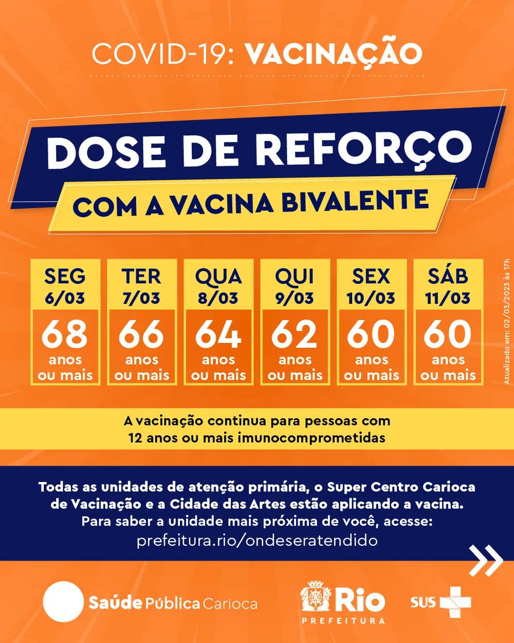 Calendário de vacinação atualizado