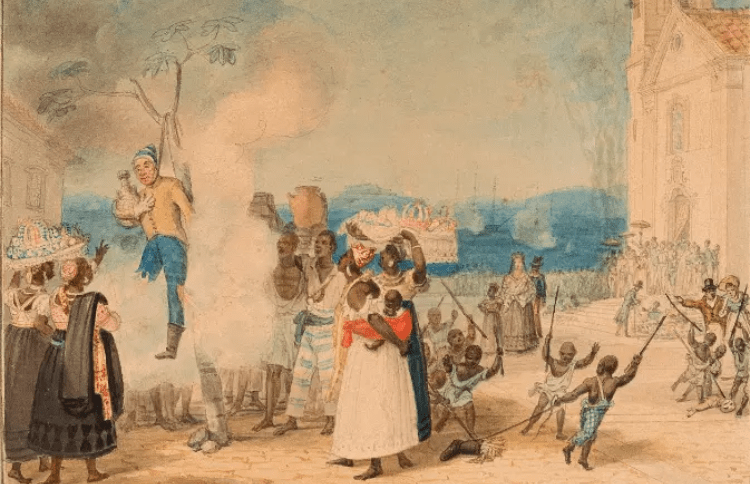 Malhação da efígie de Judas no Sábado de Aleluia - Rio de Janeiro, década de 1830 -