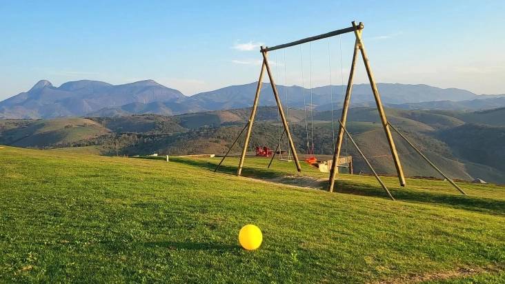 Foto mostra enorme balanço de madeira