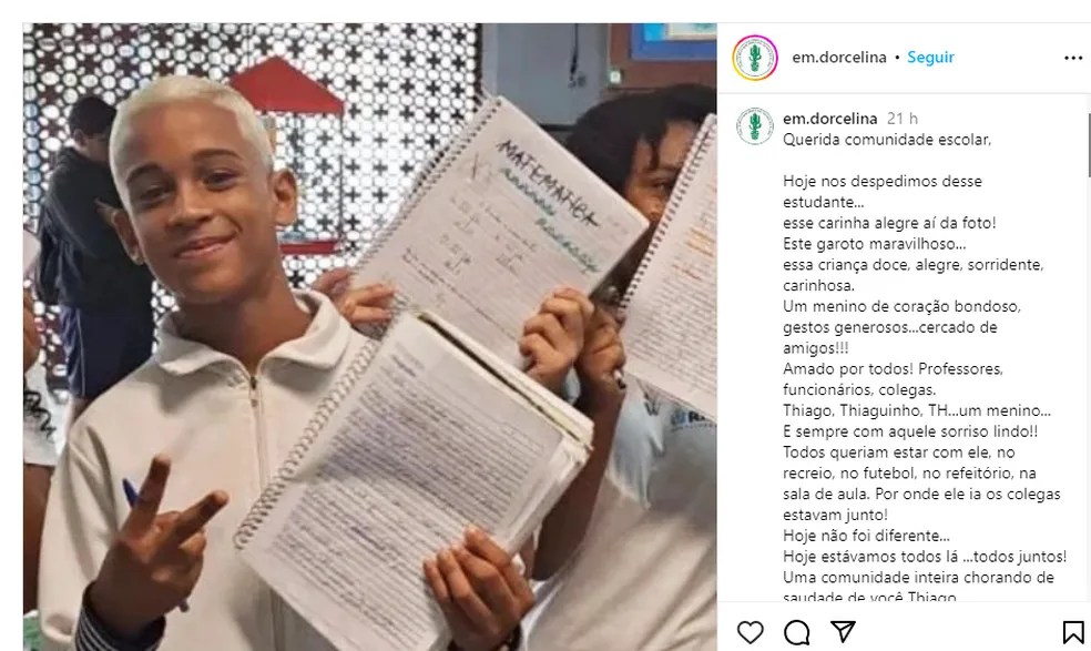 “Thiago presente”: a homenagem de escola de jovem morto na Cidade de Deus