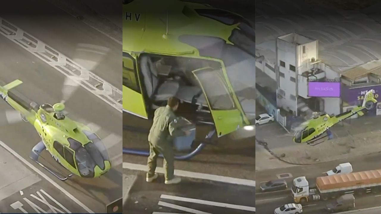 Emocionante! Helicóptero pousa na Avenida Brasil para transplante de órgãos