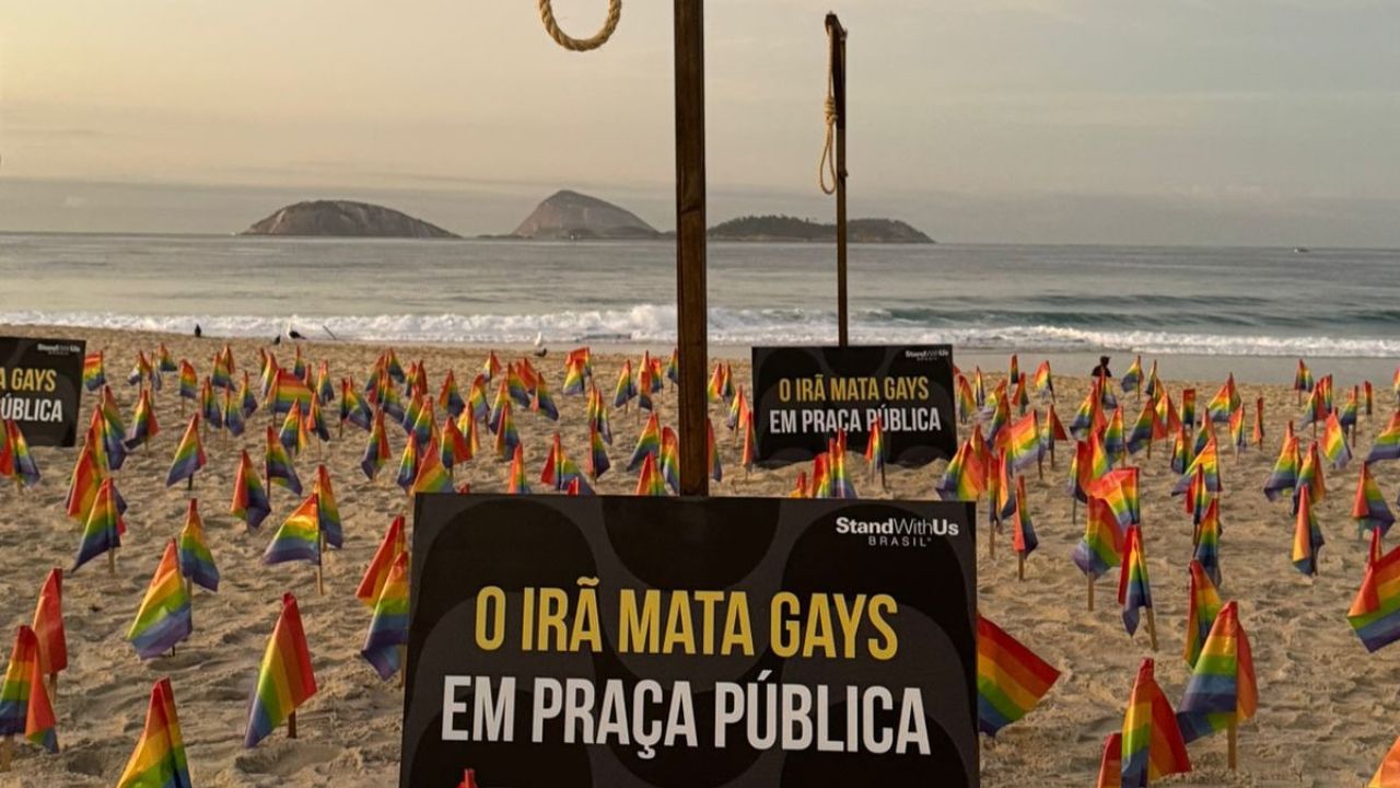 Em plena reunião dos Brics, Praia de Ipanema tem protesto contra o Irã