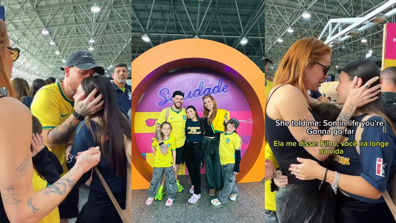 A emoção do cantor Ferrugem ao se despedir da filha que fará intercâmbio