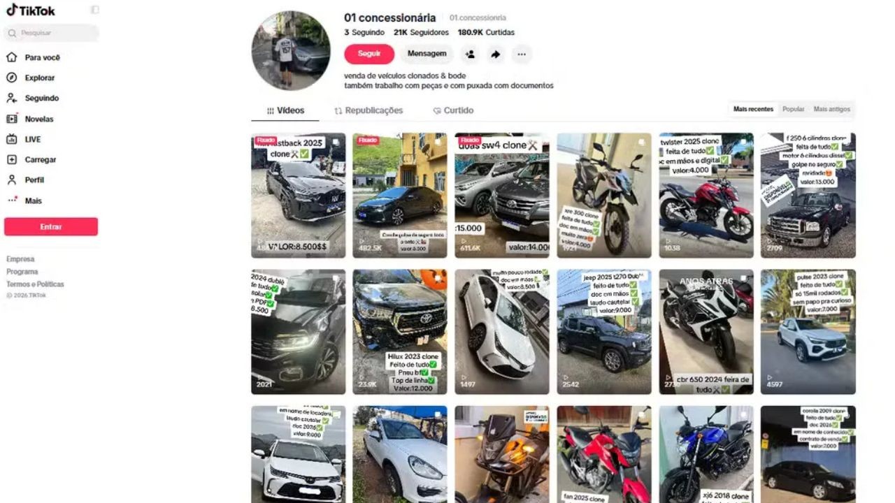 Como a polícia identificou quadrilha que vende carros clonados pelo TikTok