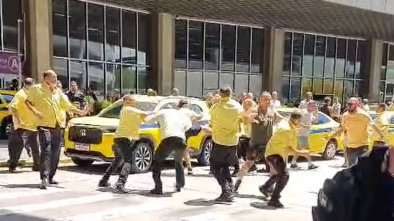 Qual foi o motivo da briga generalizada entre taxistas no Galeão?